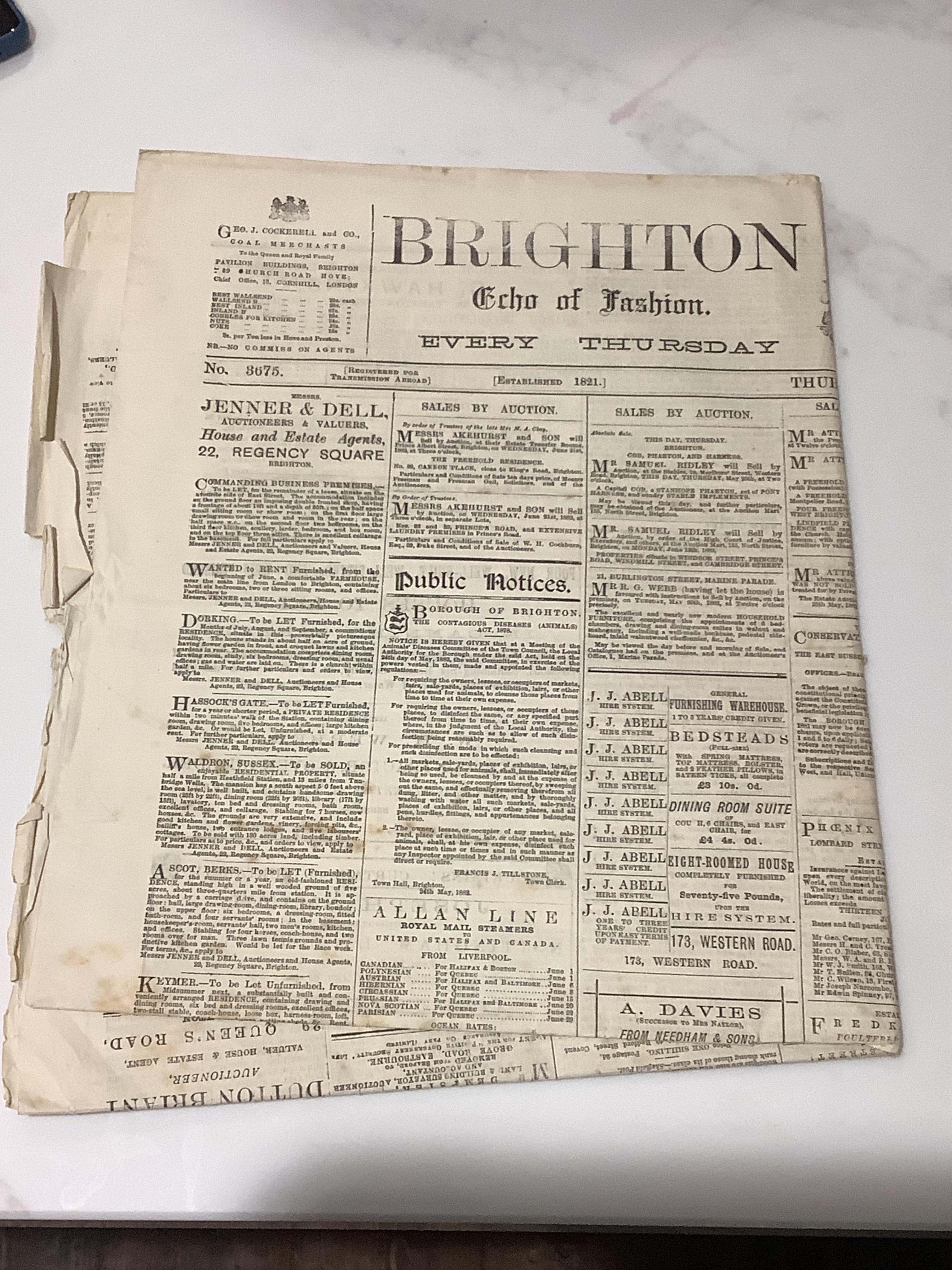 Brighton Area Interest. A group of antique prints and newspapers